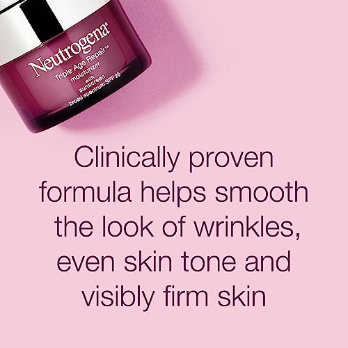 Neutrogena Triple Age Repair Face Moisturizer SPF 25 Anti-Aging Cream for Dry Skin 1.7 oz Jar Anti Wrinkle Neck Cream Gl