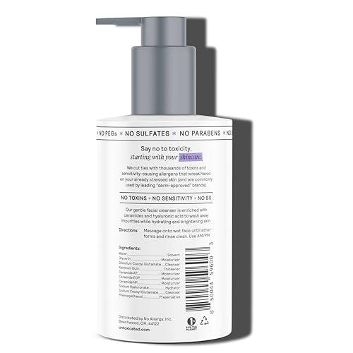 Gentle & Hydrating Face Wash for Sensitive Skin
| Ceramides and Hyaluronic Acid Face Cleanser for Sensitive Skin
| Non-