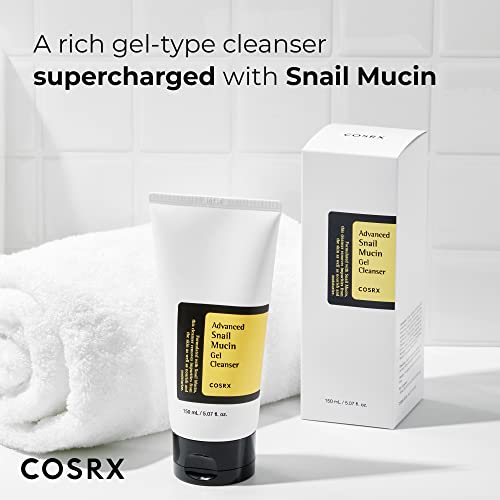 COSRX Advanced Snail Mucin Gel Cleanser: Rich Daily Deep Cleansing Gel for Dry & Sensitive Skin, Not Tested on Animals,