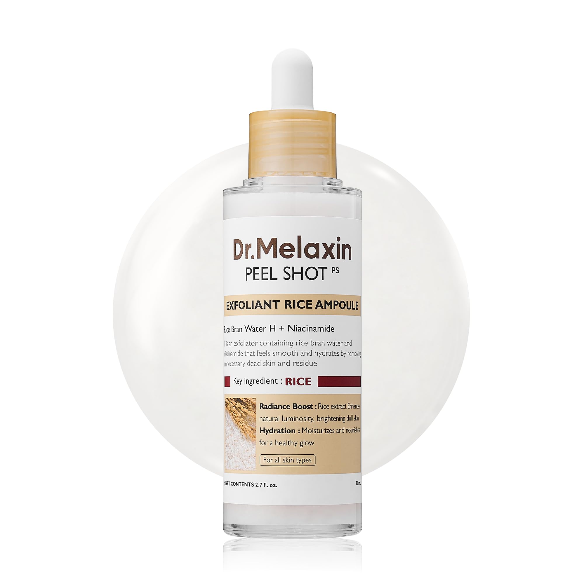 Pele Shot Glow White Rice Peeling Ampoule Soft Exfoliating Dead Skin Cells Remover for All Skin Types
| Soft Exfoliatin
