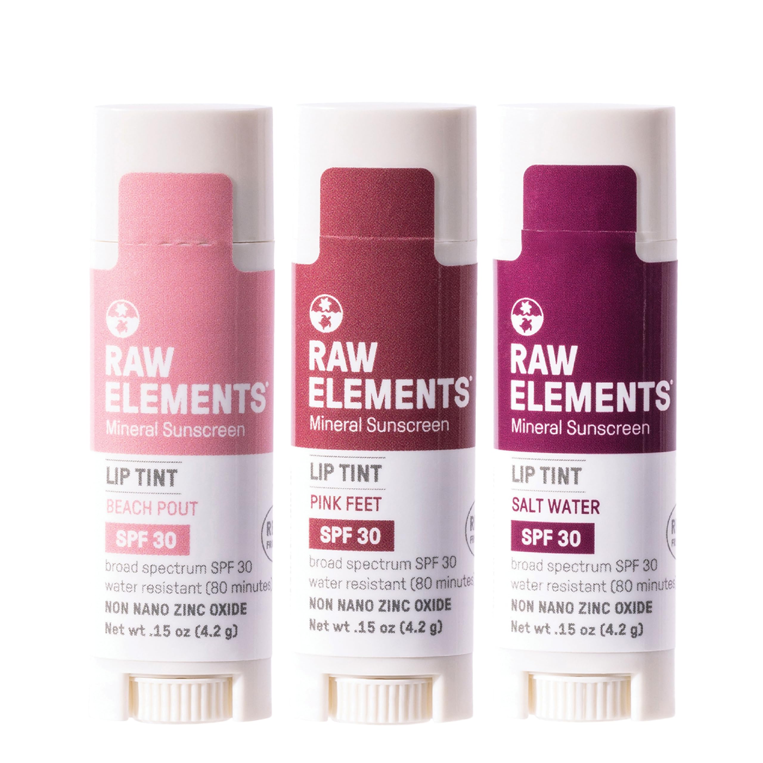 Raw Elements Tinted Lip Beach Pout Pink Feet SPF 30 Sunscreen 0.15 oz Popular Sunscreen